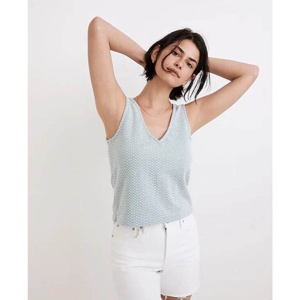 Madewell Light Blue Polka Dot Tank Top